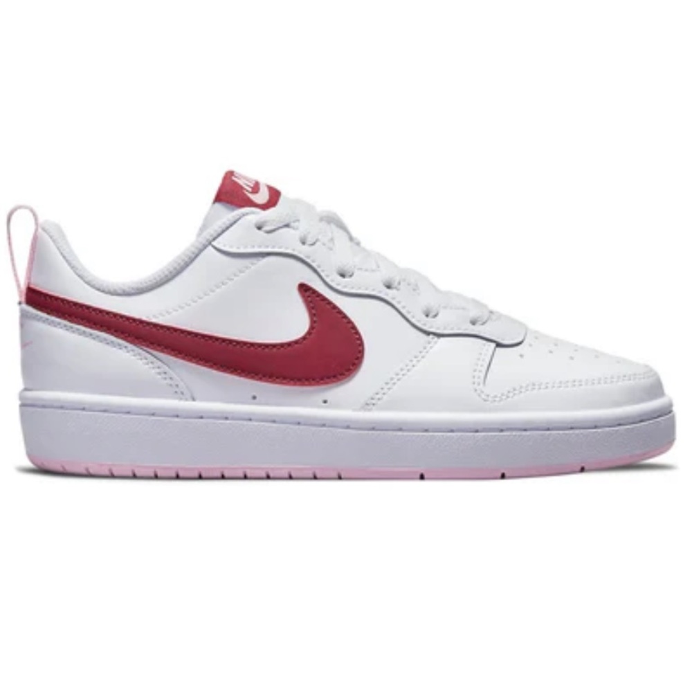 Nike Court Borough Low 2 NWOB "White Dark Beetroot " Sneakers size US 5.5Y - Picture 1 of 17
